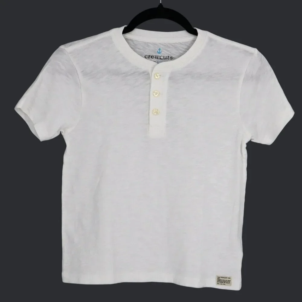 Crewcuts Henley Tee Unisex Kid S(6-7) White Comfort Minimalist Basic Staple NWOT